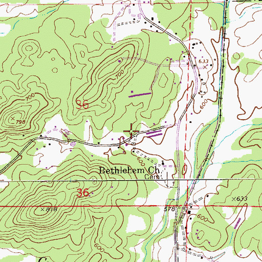 Topographic Map of Bethlehem, AL