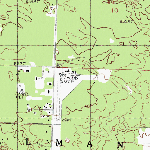 Topographic Map of Hillman Airport, MI