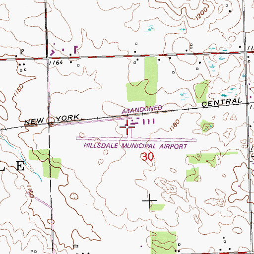 Topographic Map of Hillsdale Municipal Airport, MI