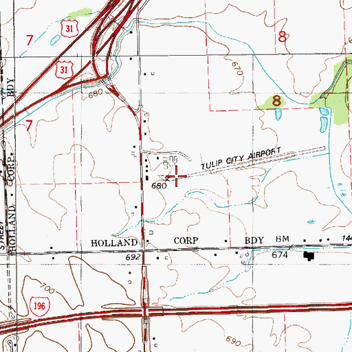 Topographic Map of West Michigan Regional Airport, MI