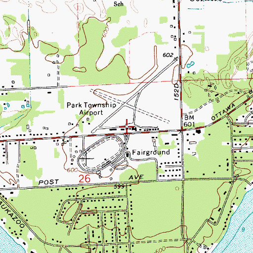 Topographic Map of Park Township Airport, MI
