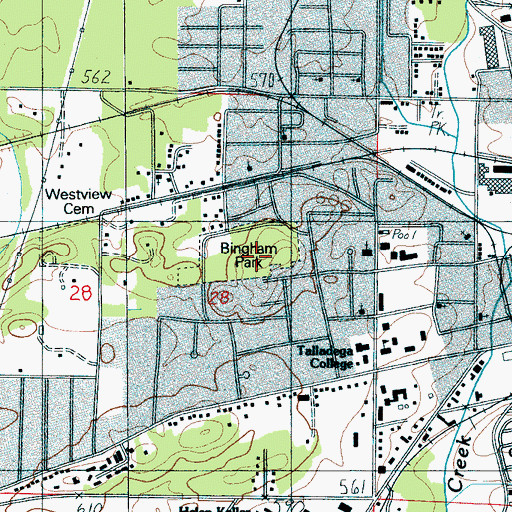 Topographic Map of Bingham Park, AL