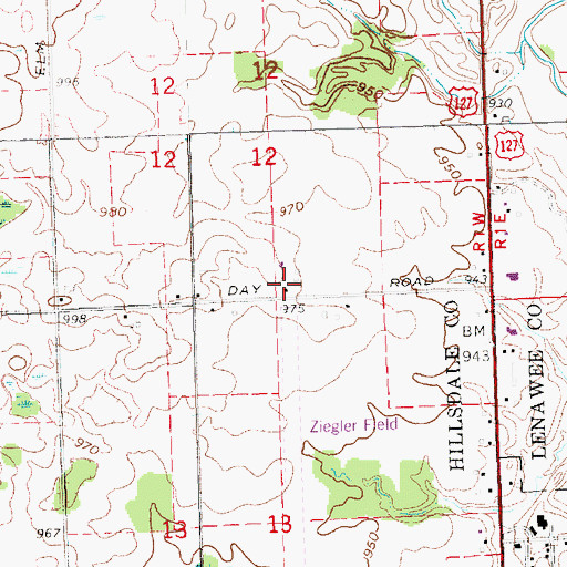 Topographic Map of Dvoracek Field (historical), MI