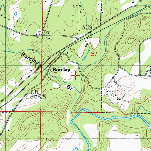 Topographic Map of Binghams Branch, AL
