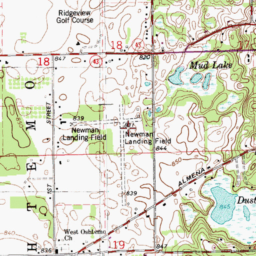 Topographic Map of Newman's Airport, MI