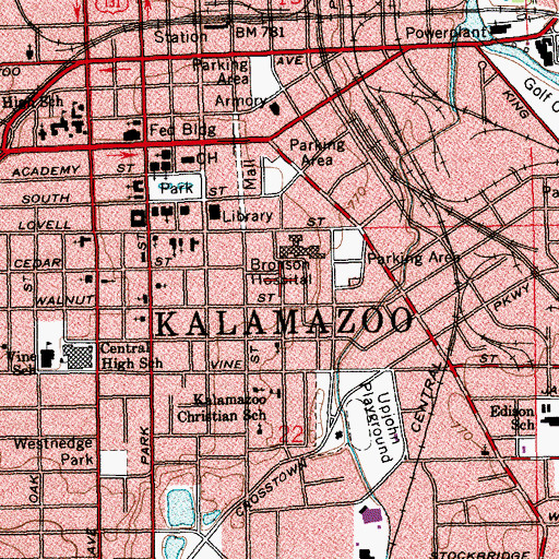 Topographic Map of Bronson Methodist Hospital Heliport, MI