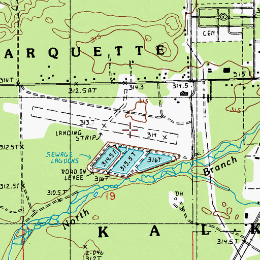 Topographic Map of Kalkaska City Airport, MI