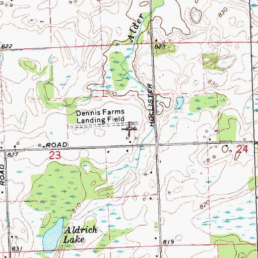 Topographic Map of Dennis Farms Airport, MI