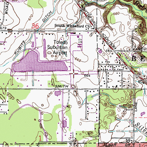 Topographic Map of Toledo Suburban Airport, MI