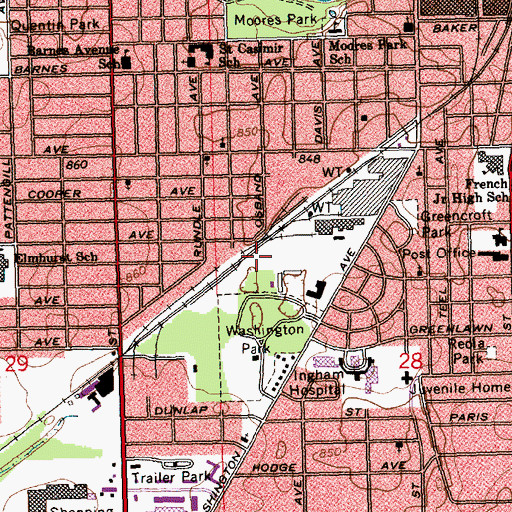 Topographic Map of Michigan National Guard Headquarters Heliport, MI