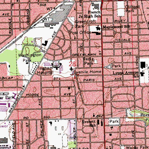 Topographic Map of Ingham Medical Helistop, MI