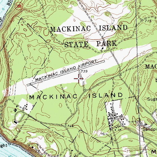 Topographic Map of Mackinac Island Airport, MI