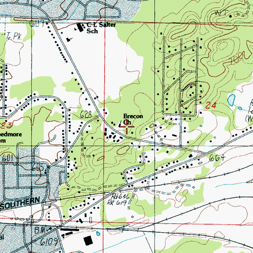 Topographic Map of Brecon Church, AL