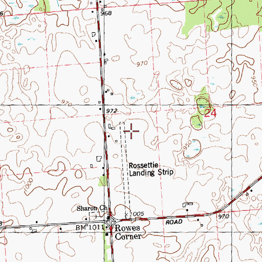 Topographic Map of Rossettie Airport, MI