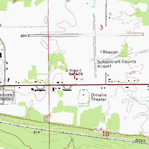 Topographic Map of Schoolcraft County Airport, MI