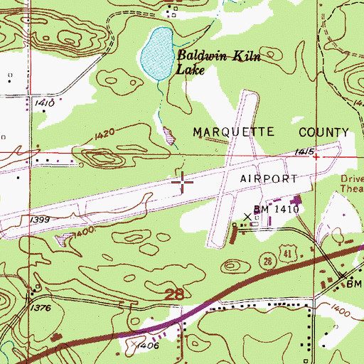 Topographic Map of Marquette County Airport (historical), MI