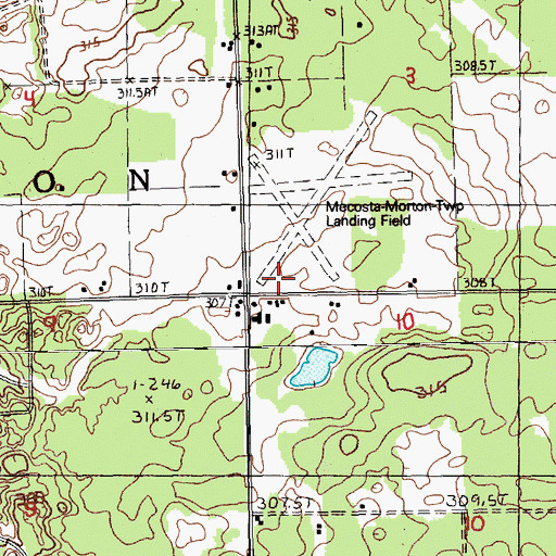 Topographic Map of Mecosta Morton Airport, MI