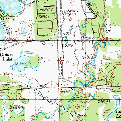 Topographic Map of Canadian Lakes Airport, MI