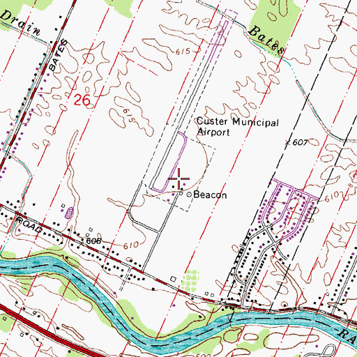 Topographic Map of Custer Airport, MI
