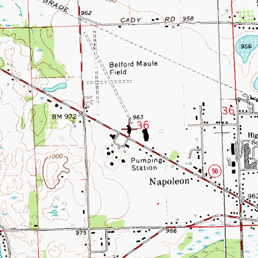 Topographic Map of Napoleon Airport, MI