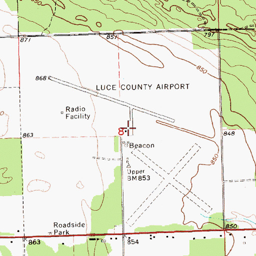 Topographic Map of Luce County Airport, MI