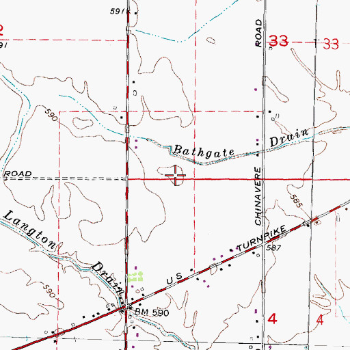 Topographic Map of Mills Field, MI
