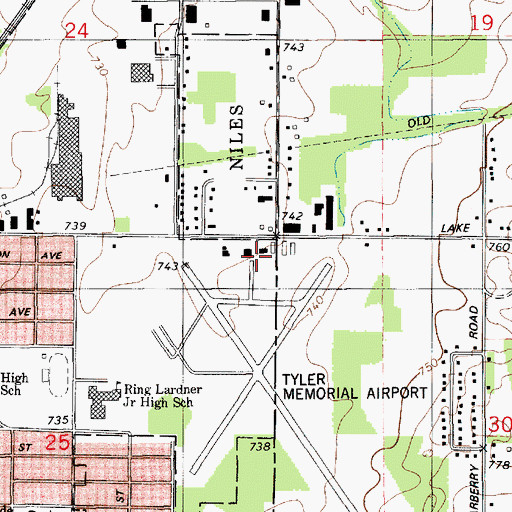 Topographic Map of Jerry Tyler Memorial Airport, MI