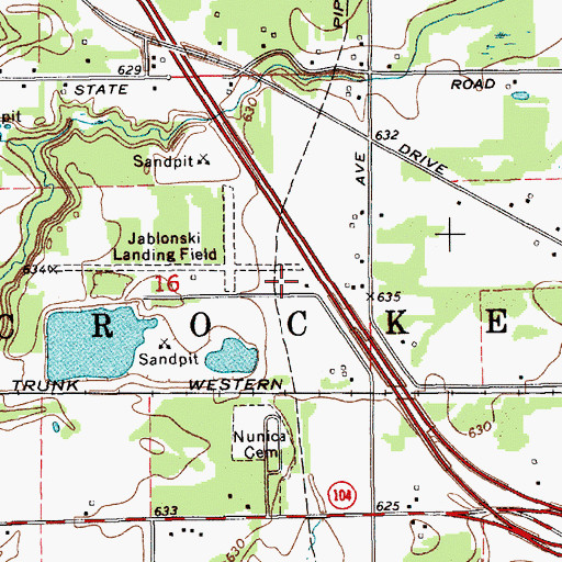 Topographic Map of Jablonski Airport, MI