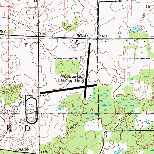 Topographic Map of Handleman Sky Ranch Airport, MI