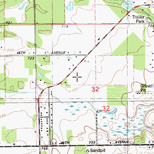 Topographic Map of Almena Airport, MI