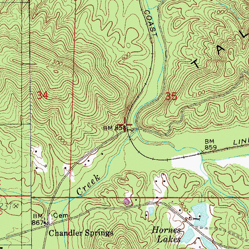 Topographic Map of Chandler Spring Station (historical), AL