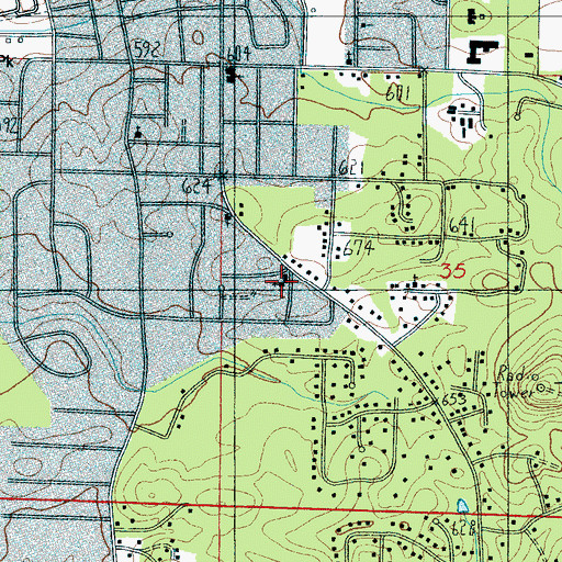 Topographic Map of Cherry Street Church of God, AL