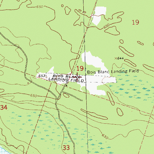 Topographic Map of Bois Blanc Island Airport, MI