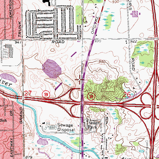 Topographic Map of Pontiac Stadium Heliport, MI