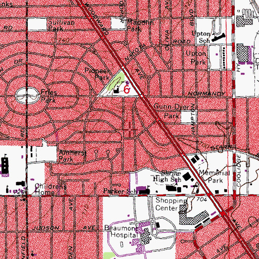 Topographic Map of William Beaumont Hospital Heliport, MI