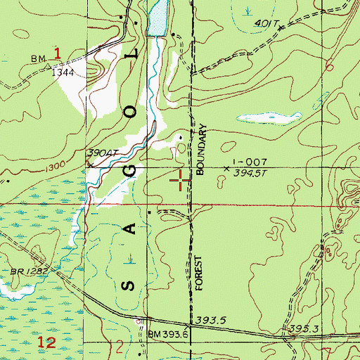 Topographic Map of Great Lakes Airport (historical), MI