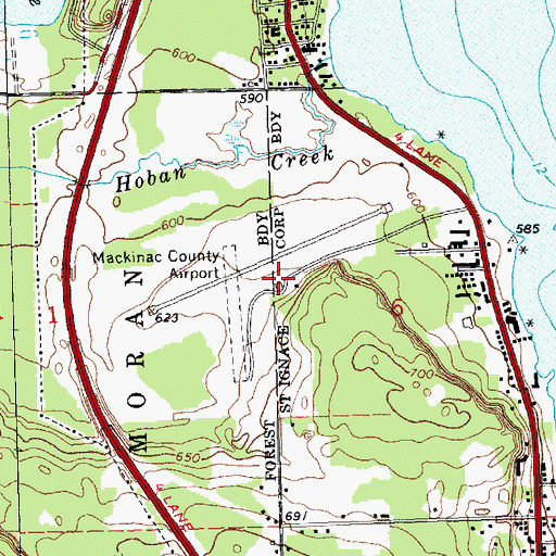 Topographic Map of Mackinac County Airport, MI