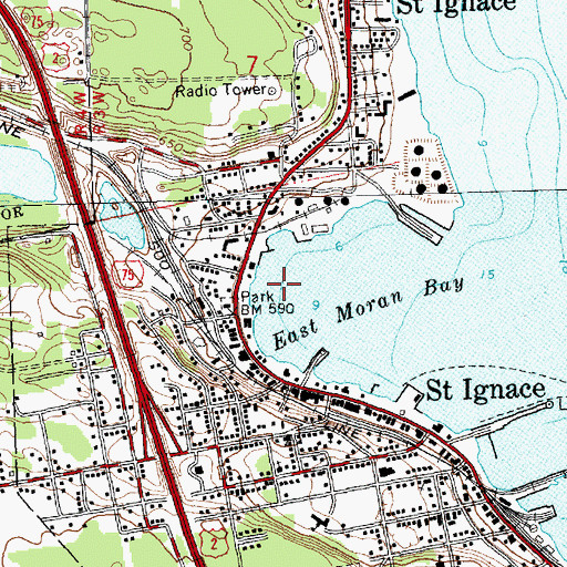 Topographic Map of Moran Bay Seaplane Base, MI