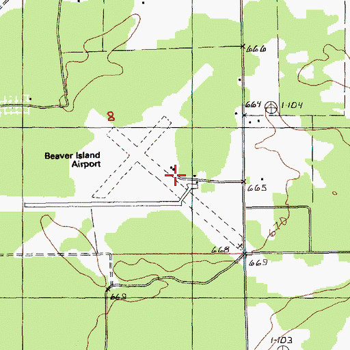 Topographic Map of Beaver Island Airport, MI