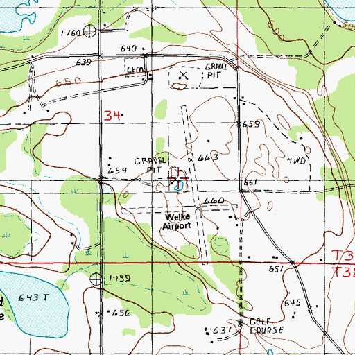Topographic Map of Welke Airport, MI