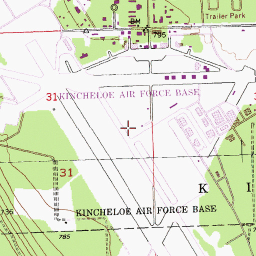 Topographic Map of Chippewa County International Airport, MI