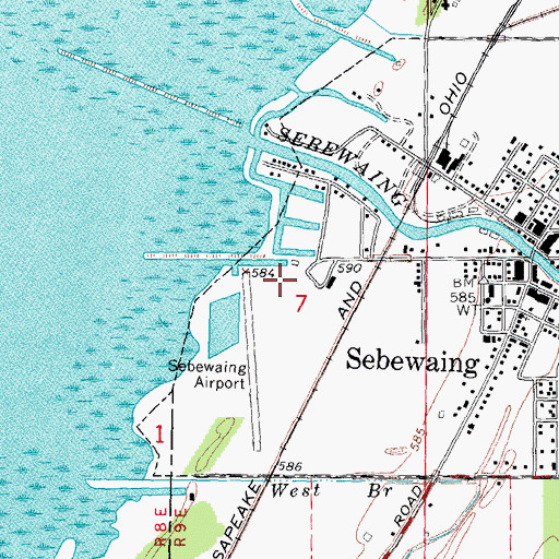 Topographic Map of Sebewaing Airport, MI