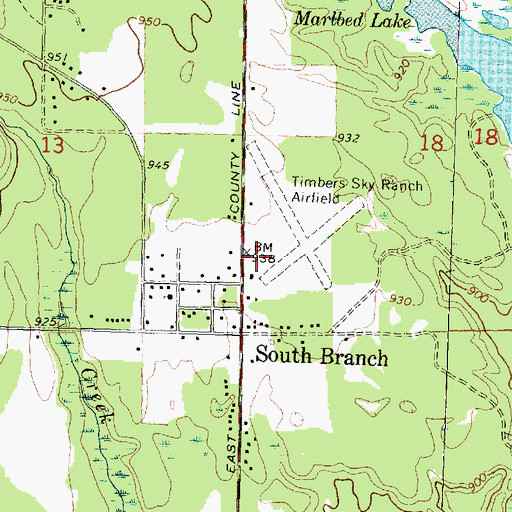 Topographic Map of Timbers Sky Camp Airport, MI