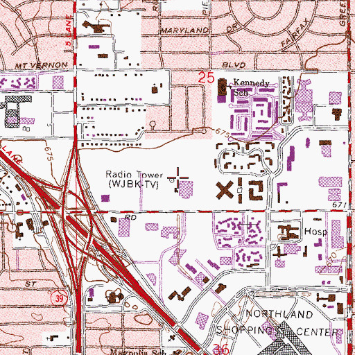Topographic Map of TV2 Heliport, MI
