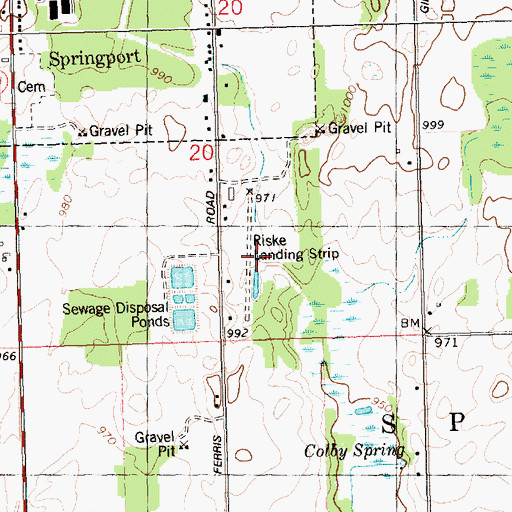 Topographic Map of Riske Airport (historical), MI