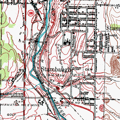 Topographic Map of Stambaugh Airport, MI