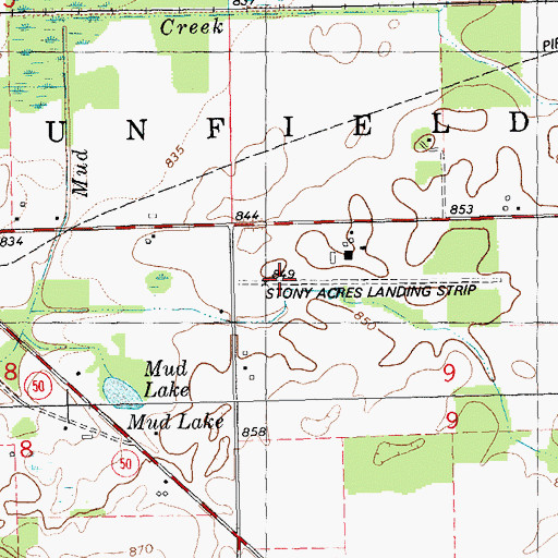 Topographic Map of Stony Acres Airport, MI