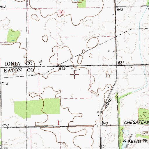 Topographic Map of Hiram Cure Airport, MI