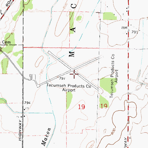 Topographic Map of Tecumseh Products Airport (historical), MI