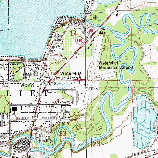 Topographic Map of Watervliet Municipal Airport, MI